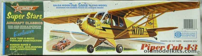 Comet Piper Cub J-3 - 25.5 inch Wingspan Gas or Rubber Powered Wooden Aircraft (J3), 1623 plastic model kit